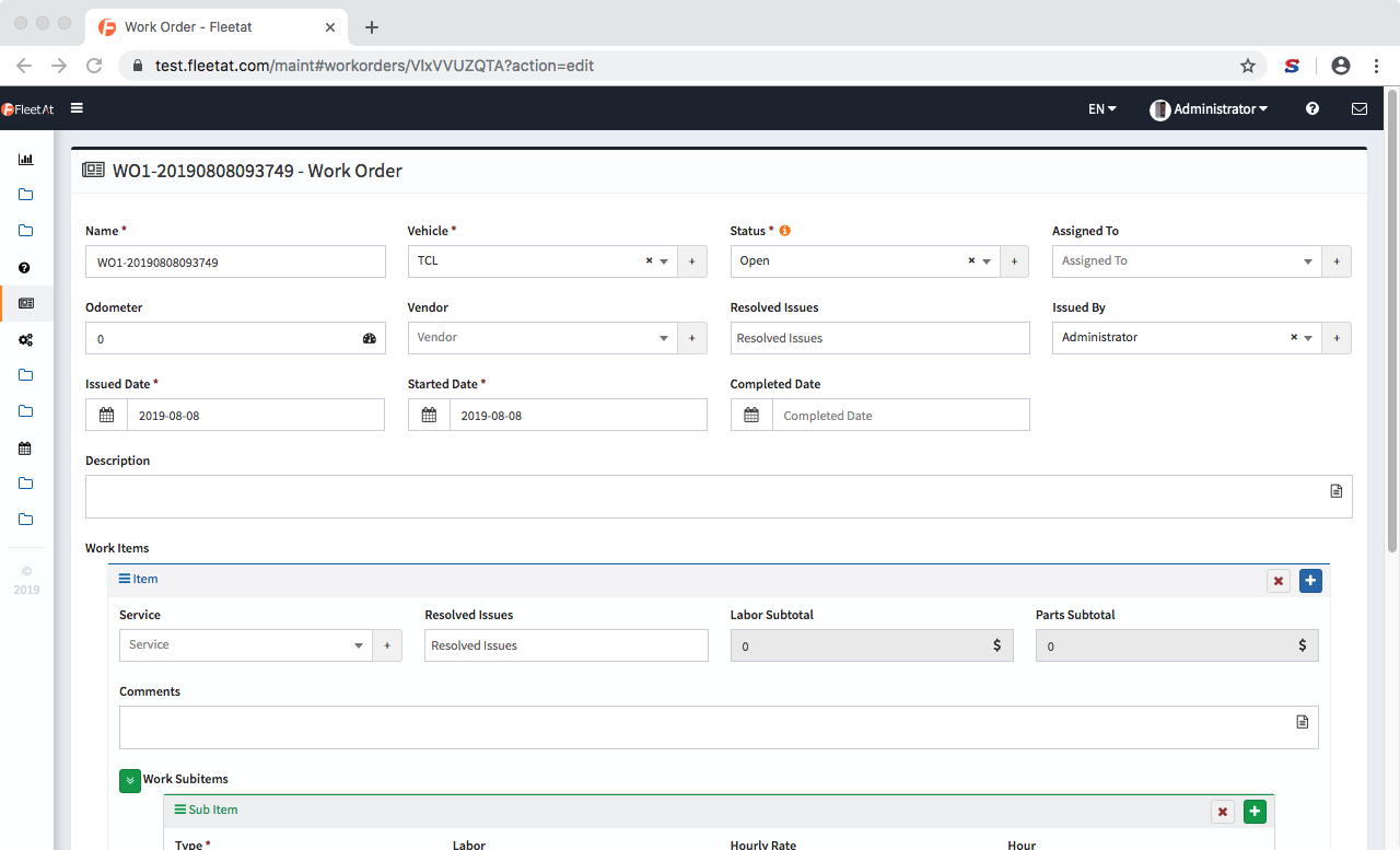 Work Order Cost Control